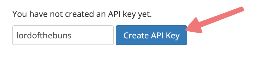 Create API Key after naming it